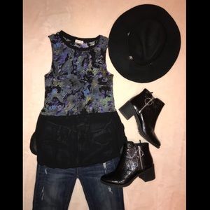 Multicolored Tank Top with Chiffon Detail